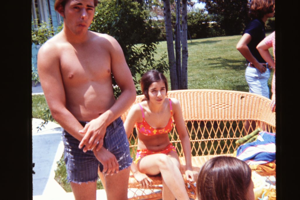 Bob Reaser, Mary Mashour, Ed Chase -- at Mike Days cottage the day after Senior Prom June 17, 1971