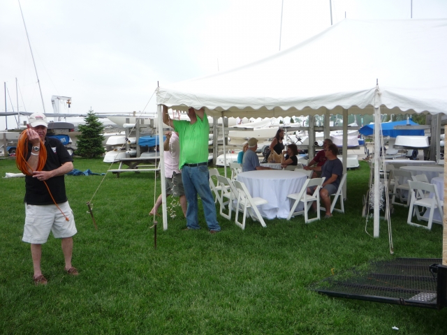 More tent set up activities for the picnic later in the day (photo courtesy Nancy LeRoy Burk)